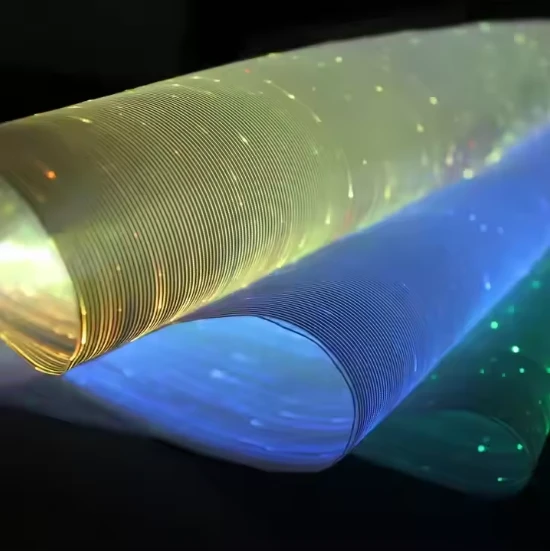 Блестящая волоконно-оптическая ткань, текстиль, RGB светодиодная подсветка, светящаяся ткань из оптического волокна, роскошный текстиль из органзы для одежды